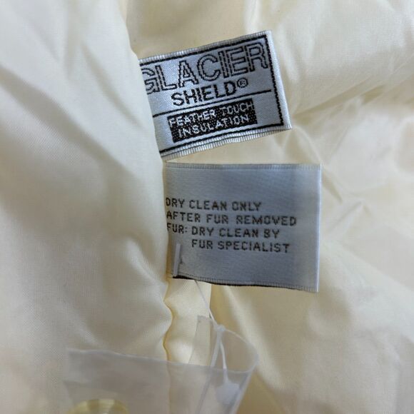 Vintage Express Badger Fur Trim Coat Womens Small Ivory Campagnie Internationale - Picture 15 of 15